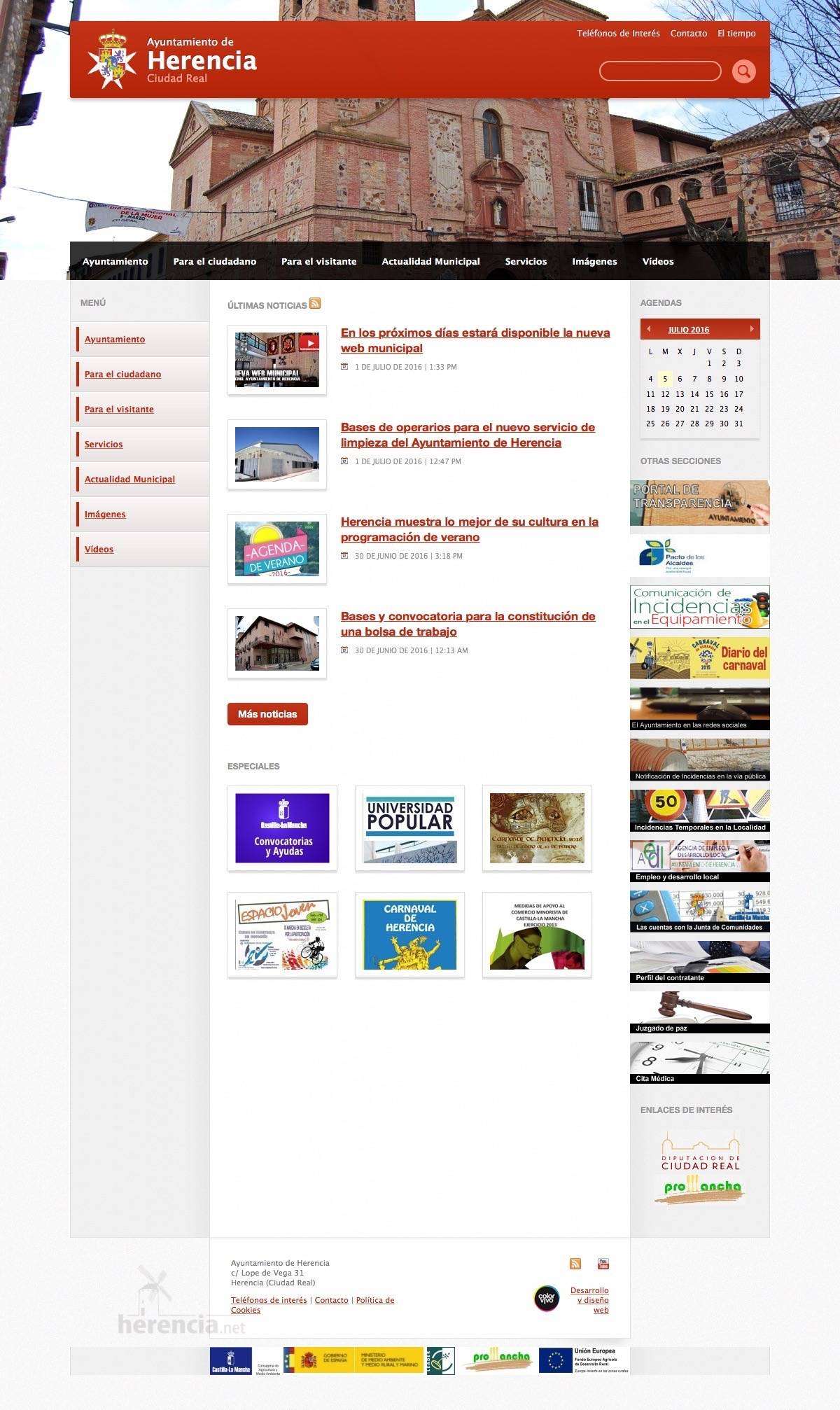 Portada de la web oficial del Ayuntamiento de Herencia (Ciudad Real)